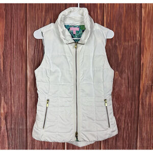 Lilly Pulitzer Women’s White Full Zip Down Puffer Vest Size Small S